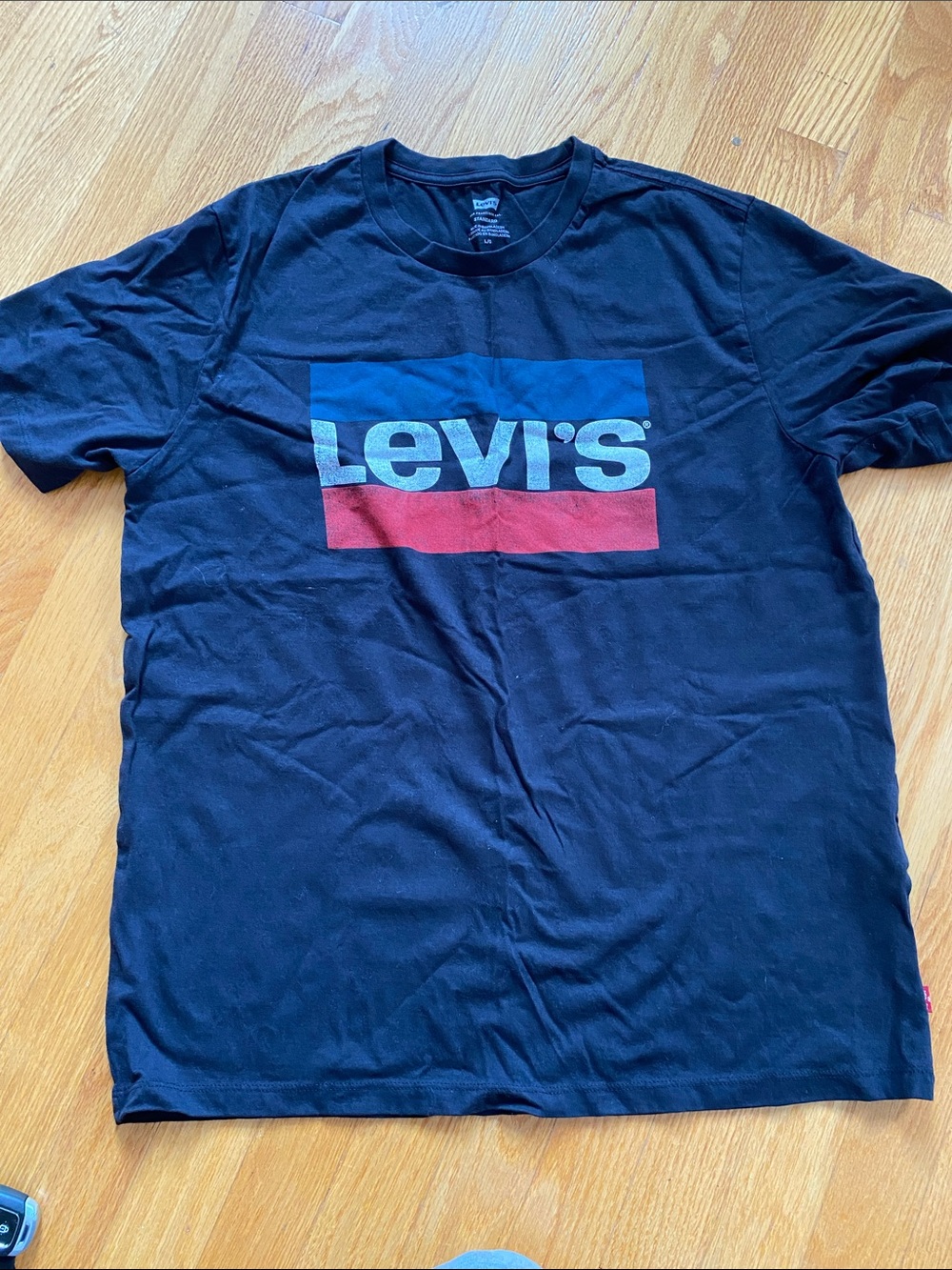 Levi's Black Short Sleeve Tee with Blue and Red Logo